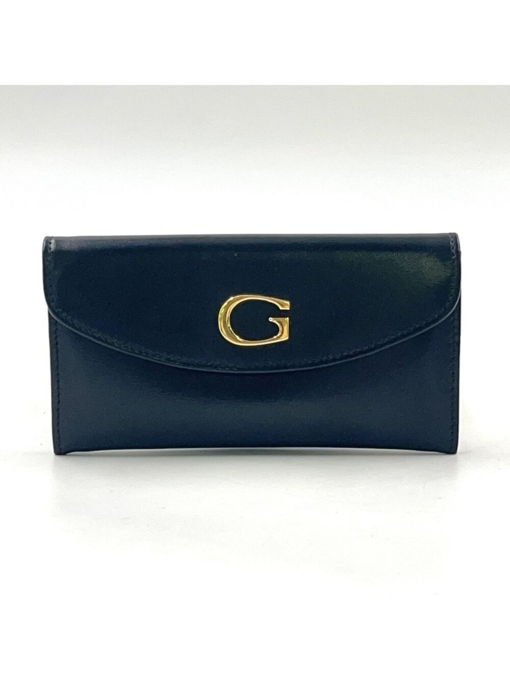 Gucci Logo Leather Black Coin Case Gold